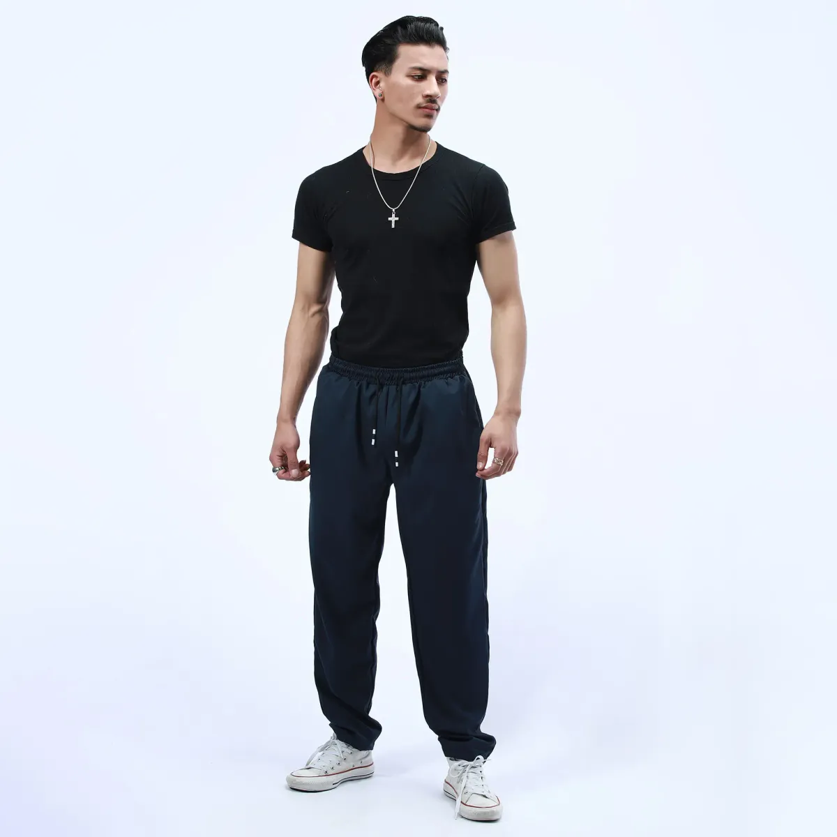Men’s Summer Black T-Shirt & Plain Jogger Trouser Combo - Lightweight Gym Wear
