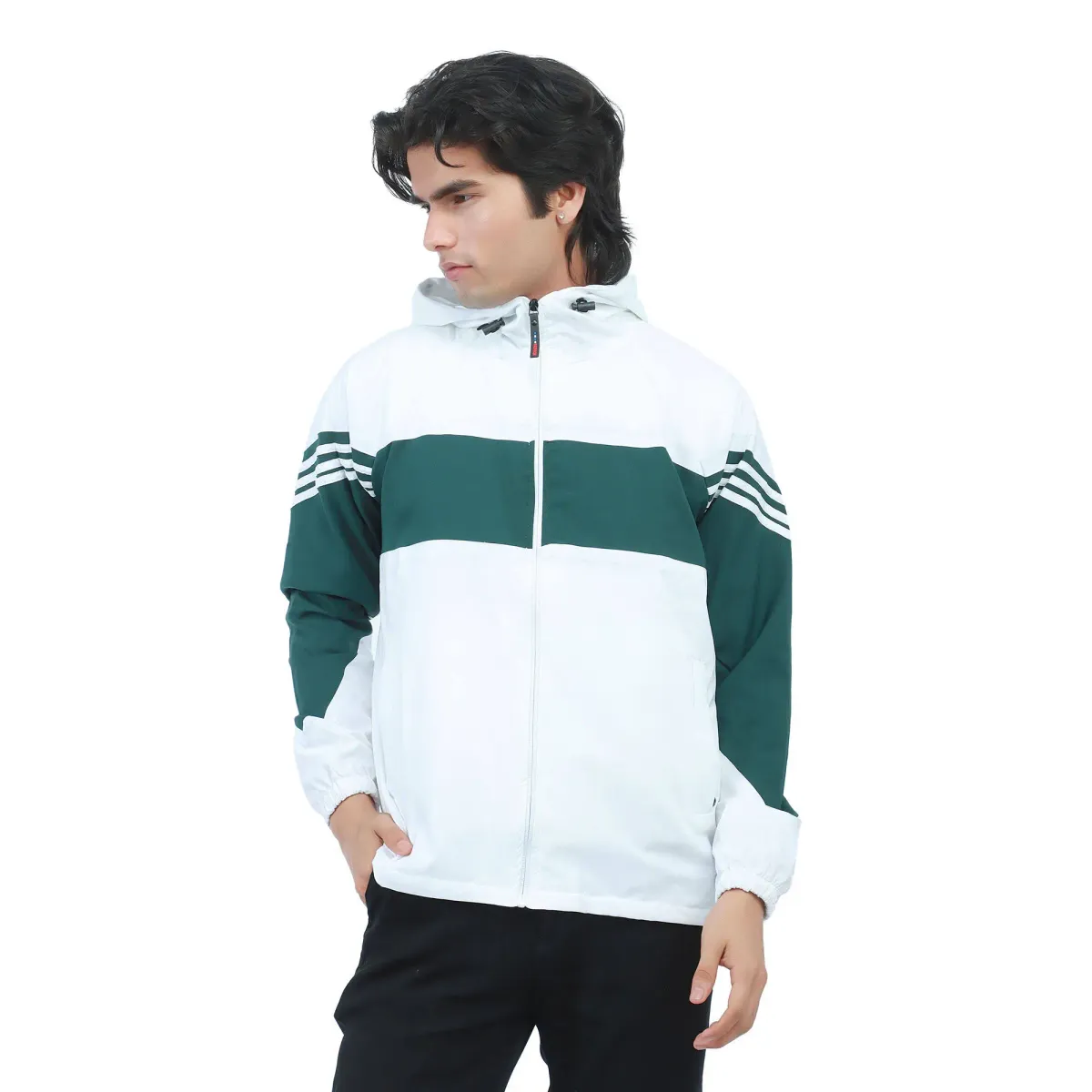 Men’s Stylist Double-Layer Contrast Windcheater Jacket With Inside Pocket