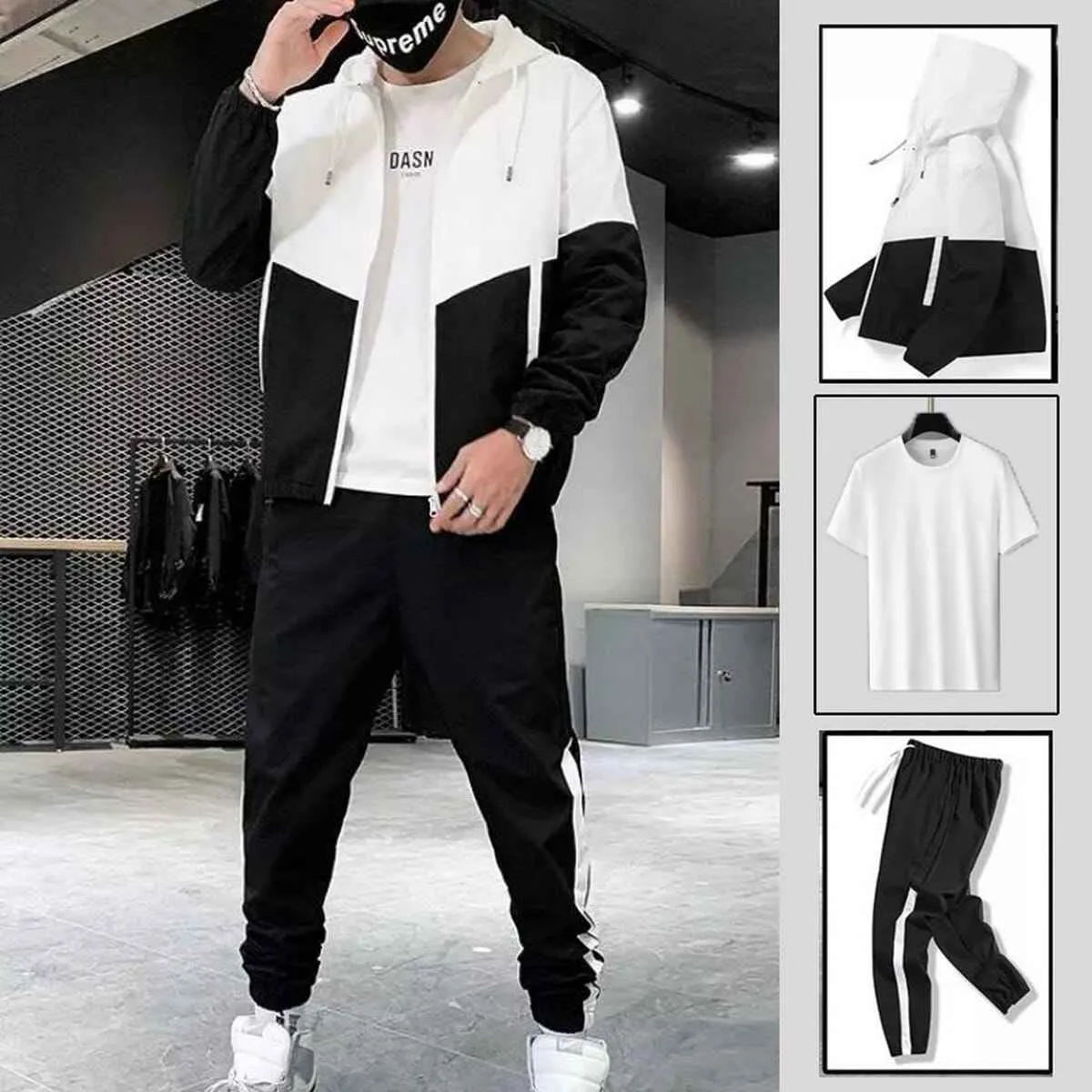 Men’s Summer Set Of 3 Combo (Windcheater + Half T-Shirt + Joggers)