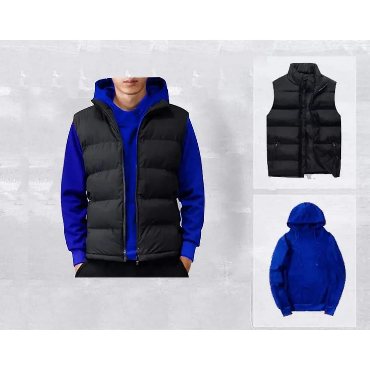 Set Of 2 Winter Warm Plain Hoodies And Half - Jacket