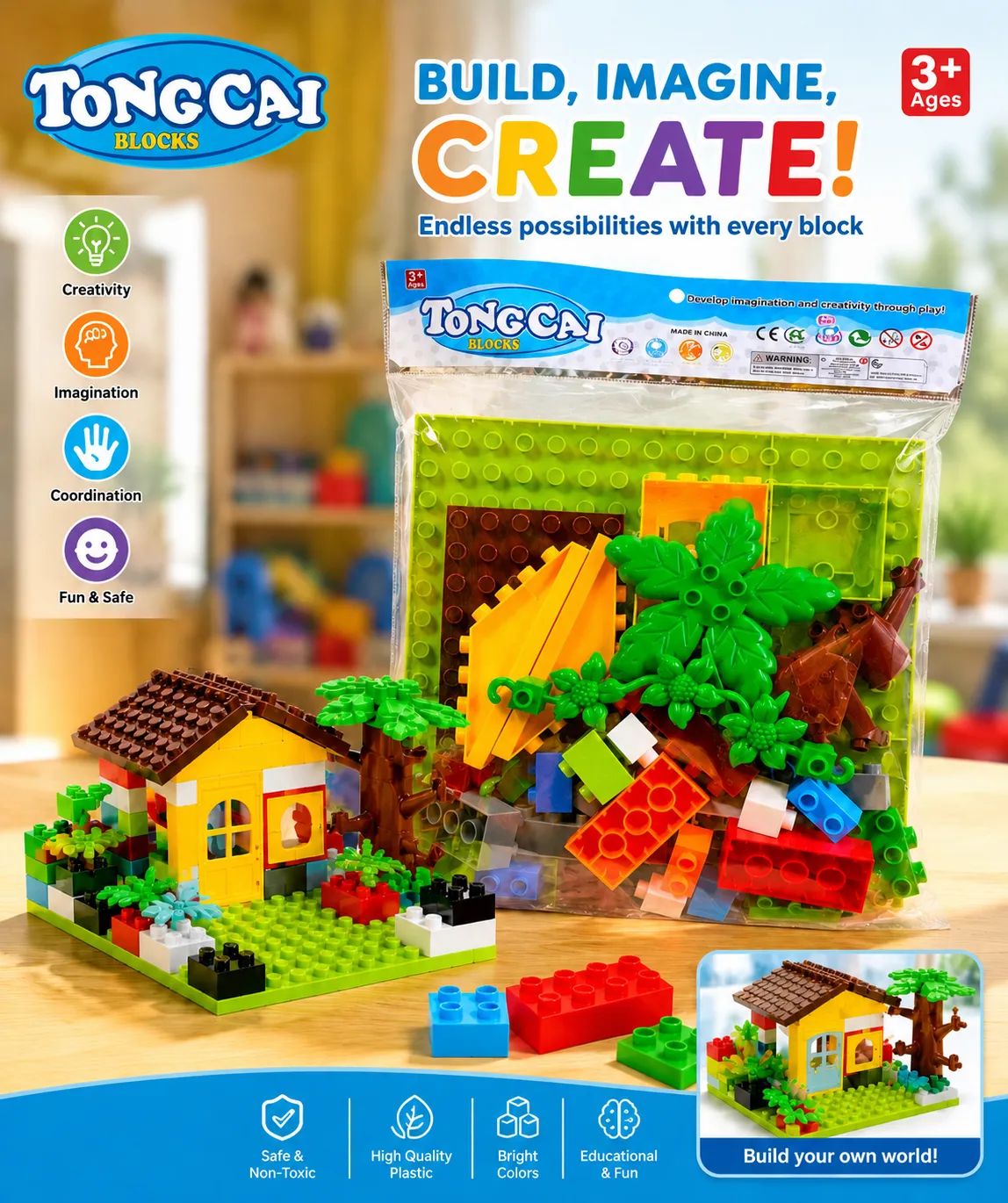 Lego Building Blocks Set for Kids – Creative Construction & Educational Building Toy, Colorful Blocks for Imagination, Coordination & Fun, 3+ Years 