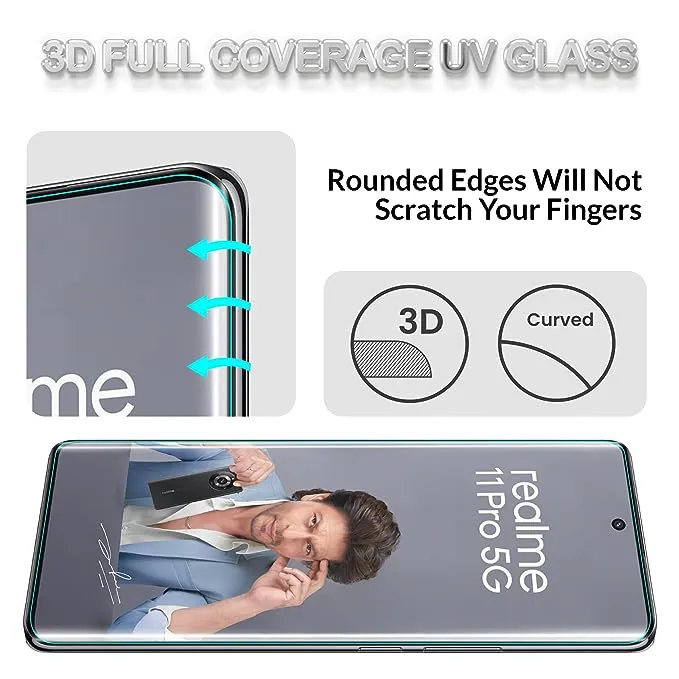 Realme 11 Pro/Pro+ UV Curved Tempered Glass – Borderless Screen Protector