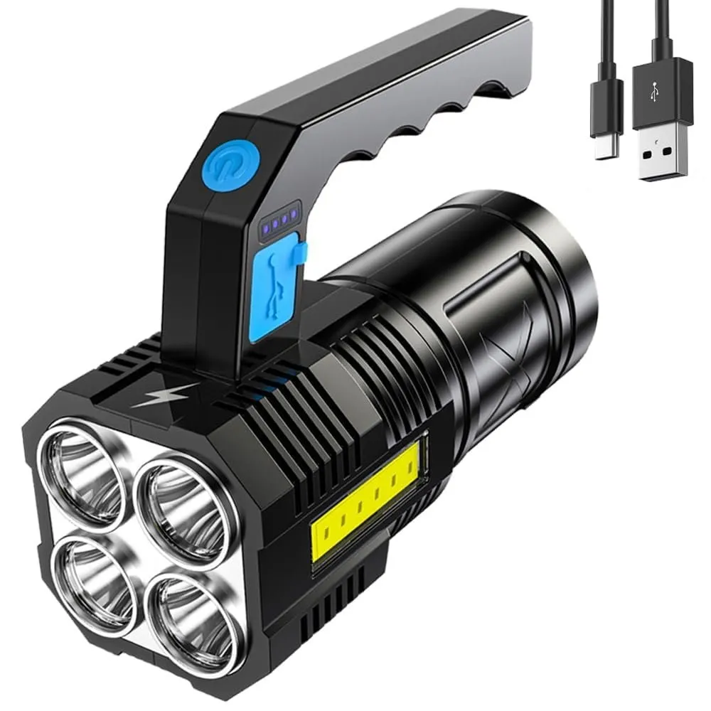 Rechargeable LED Tactical Flashlight – High Output, COB Sidelight & 4 Modes