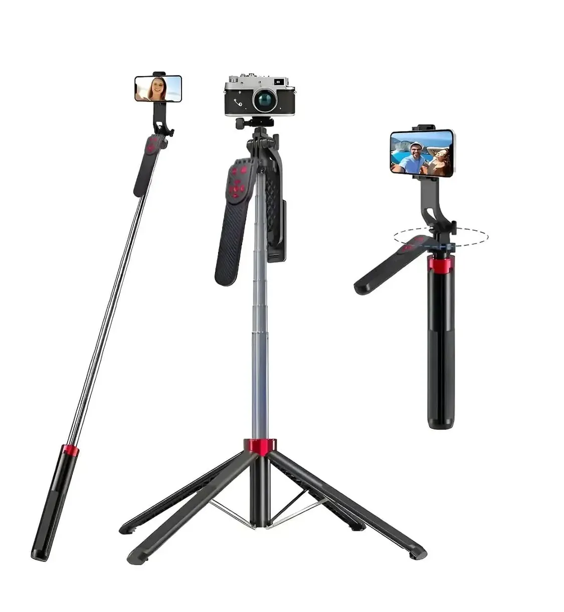 Neepho NP L7 1.85 Meter Selfie Stick Tripod With Bluetooth Remote