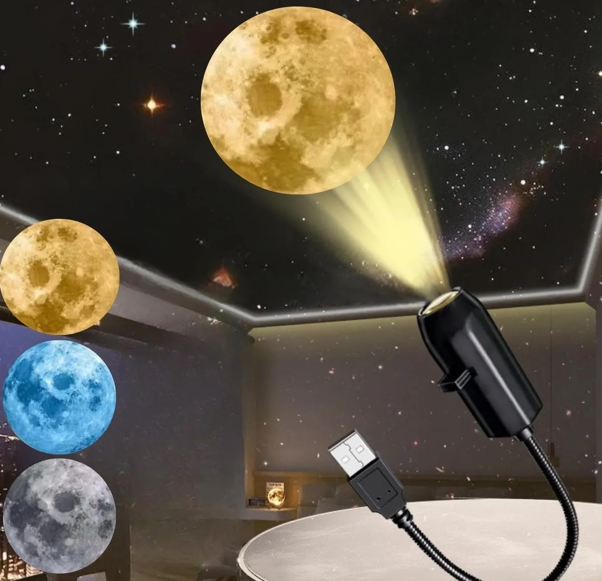 Star And Galaxy Projection Projector Night Lamp With 10 Interchangeable Films Decorative Atmosphere Light
