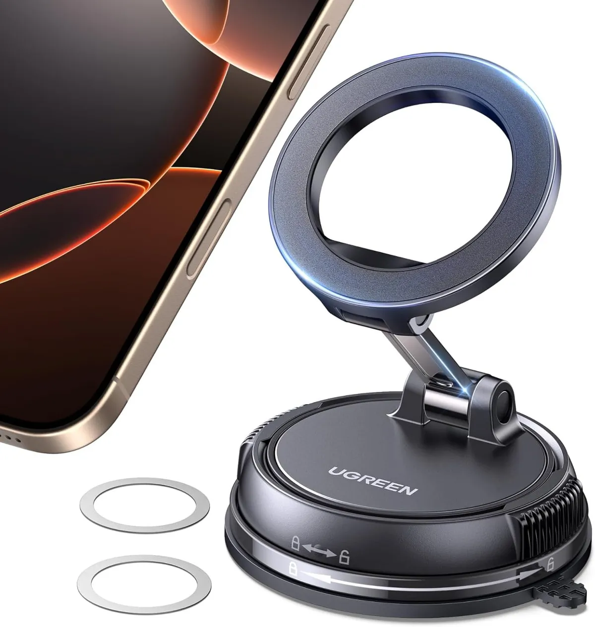 Ugreen Magnetic MagSafe Car Phone Mount With Heavy Duty Vacuum Suction Cup