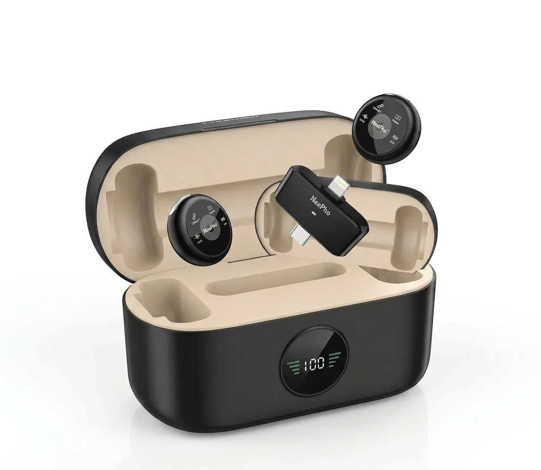 NeePho NP57 Wireless Collar Clip Button Microphone With Noise Reduction