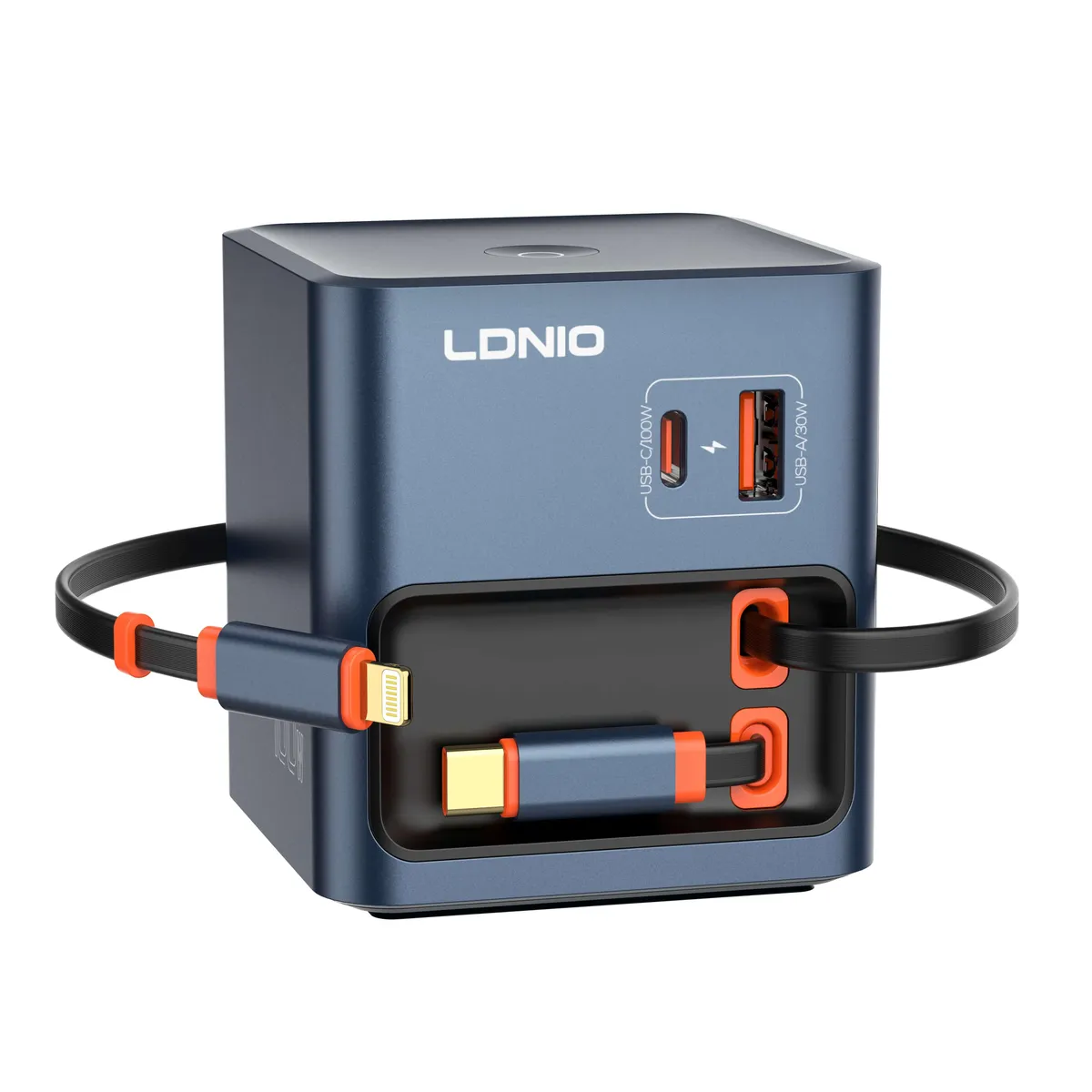 Ldnio Q16 100W GaN Pro Desktop Charger: All-in-One Fast Charging Hub with Retractable Cables