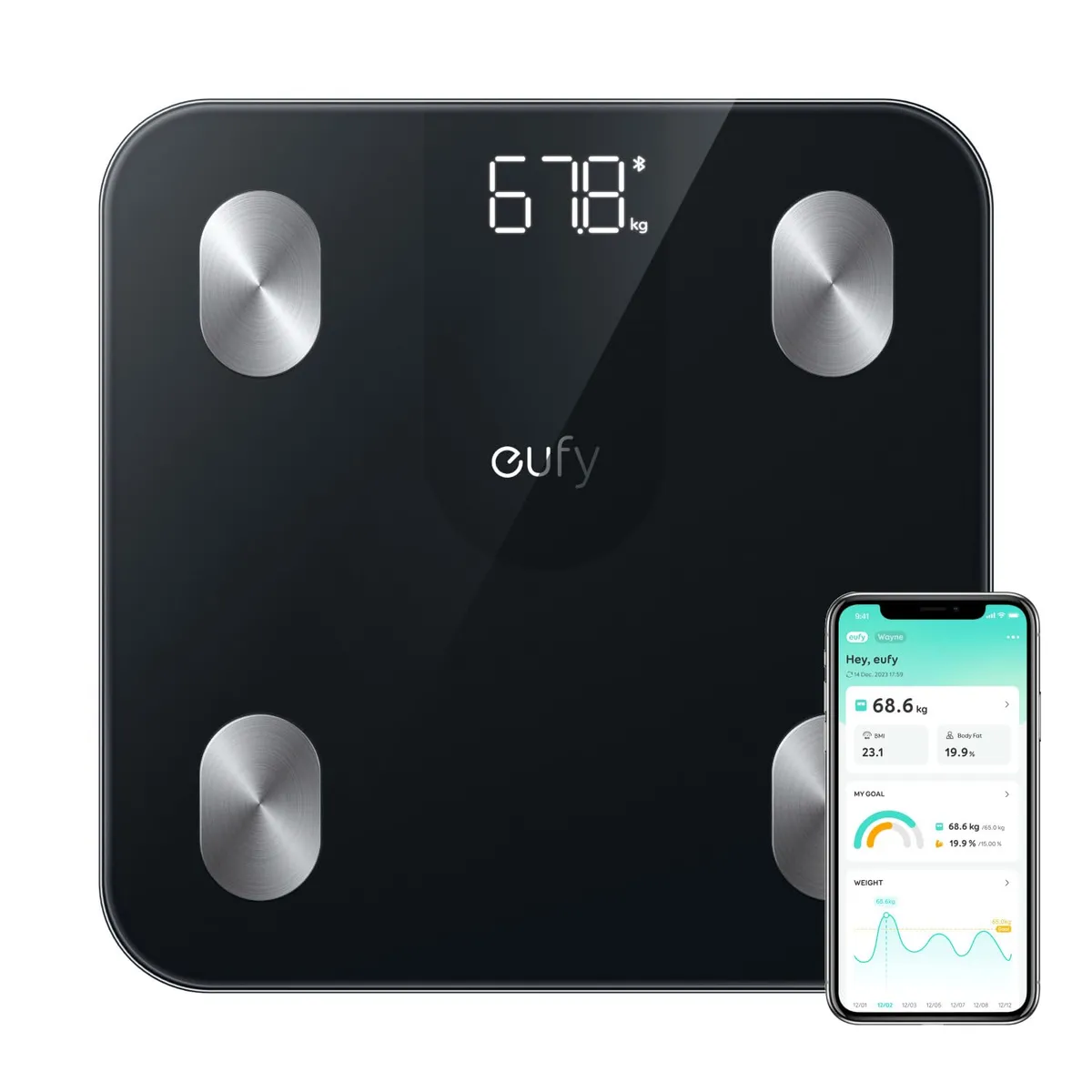Eufy By Anker Smart Scale A1 Compact Bluetooth Digital Scale With 12 Body Metrics, Weight, Body Fat And BMI Tracking