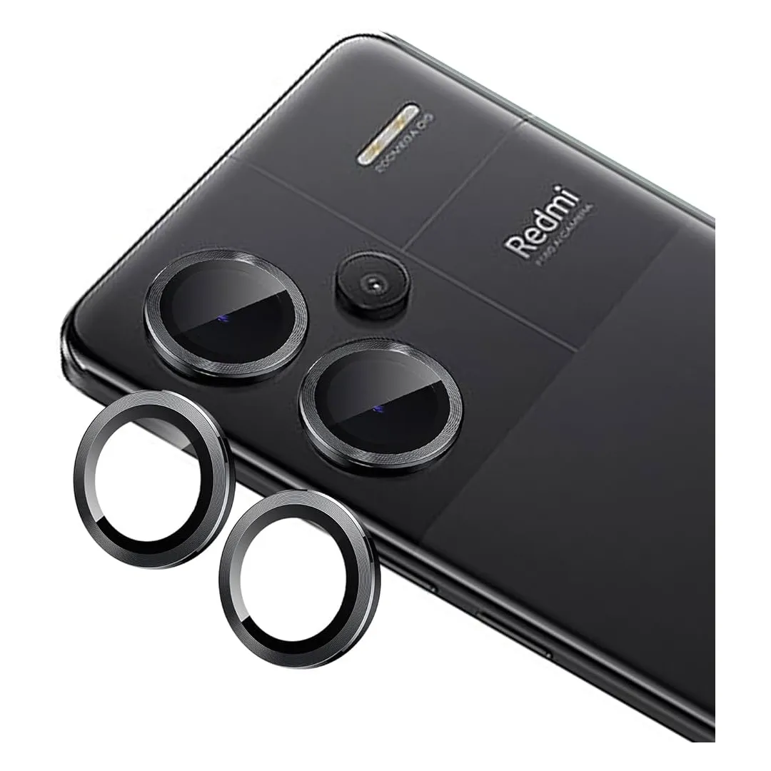 Redmi Note 13 Pro Plus Camera Protector Mettalic Ring Glass - Black