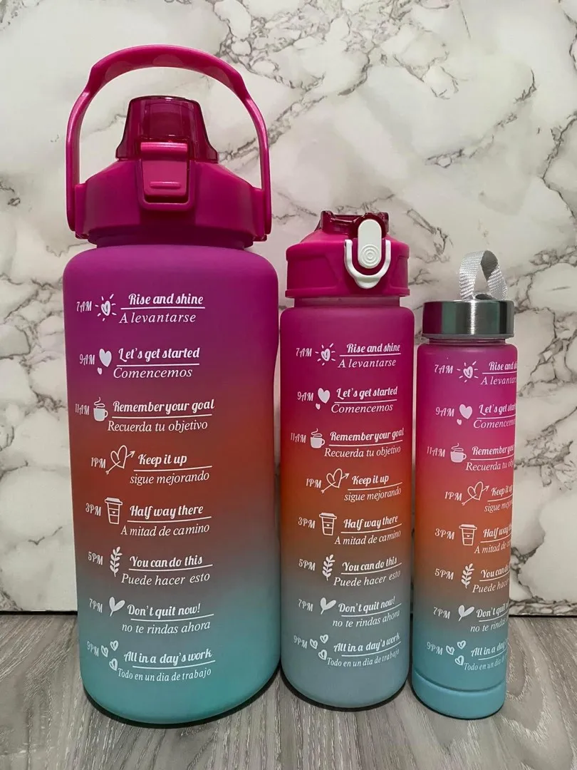 3 in 1 Water Bottles Lock Feature & Top Lid with Times Drink for Office/Home/Sports/outdoor ( 2000ml-900ml-280ml)