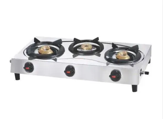 Honeylaxmi Automatic Gas Stove 3 Burner Brass Pure Stainless Steel Heavy Gas Stove 2 Year Warranty & 5 Years Warranty On Brass Burner