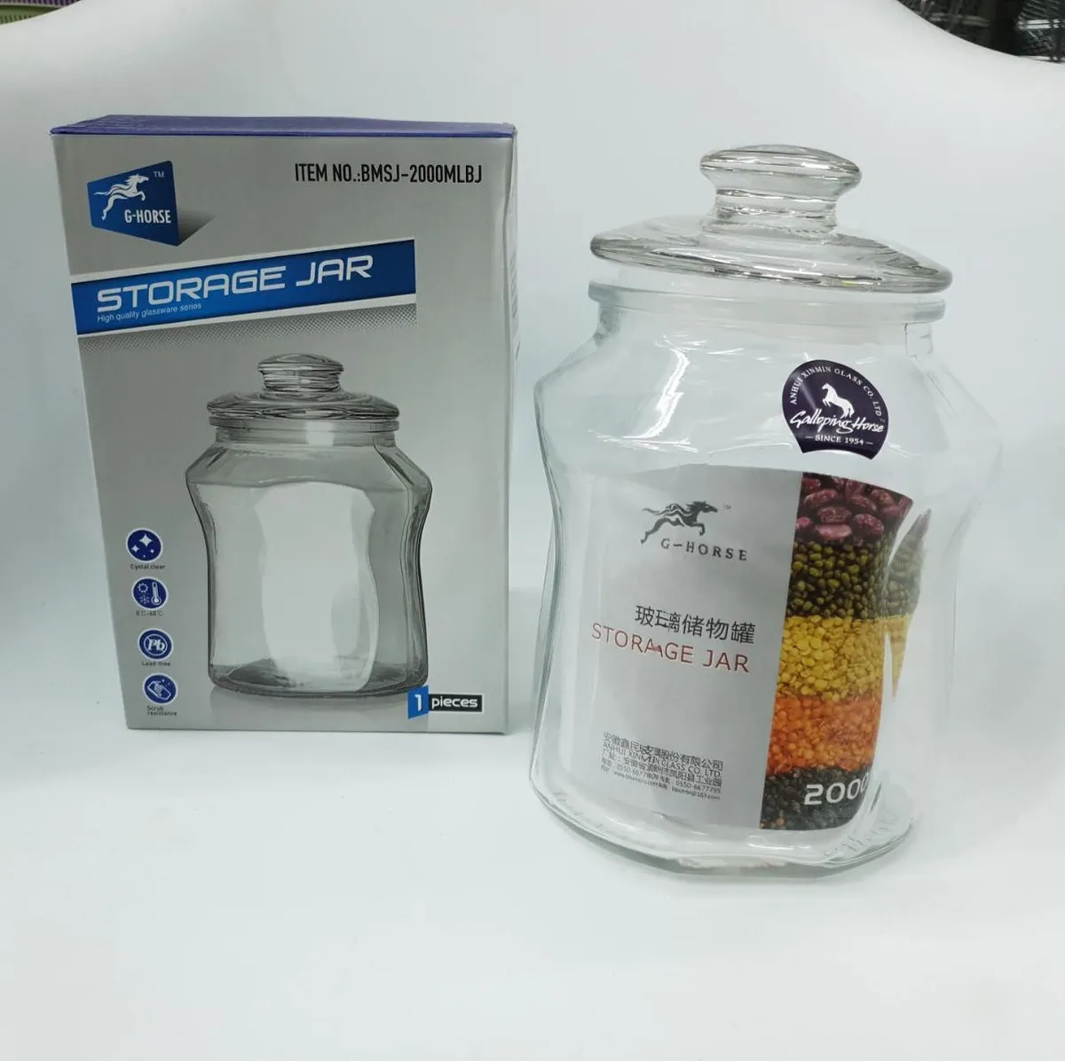 Air Tight Storage, Achar, Crystal Clear Glass Jar Octagonal 1000ml & 1500ml