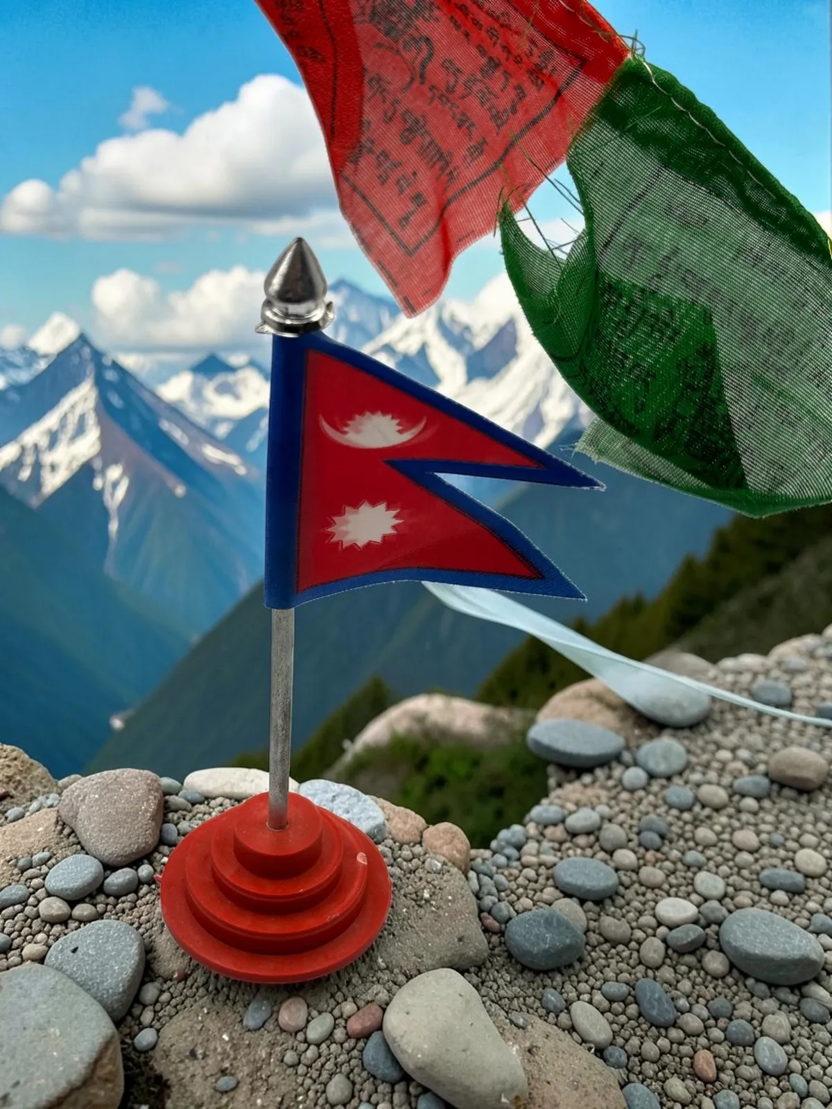 Mini Nepal Flag Stand – Single Nepal Flag Desktop Decoration