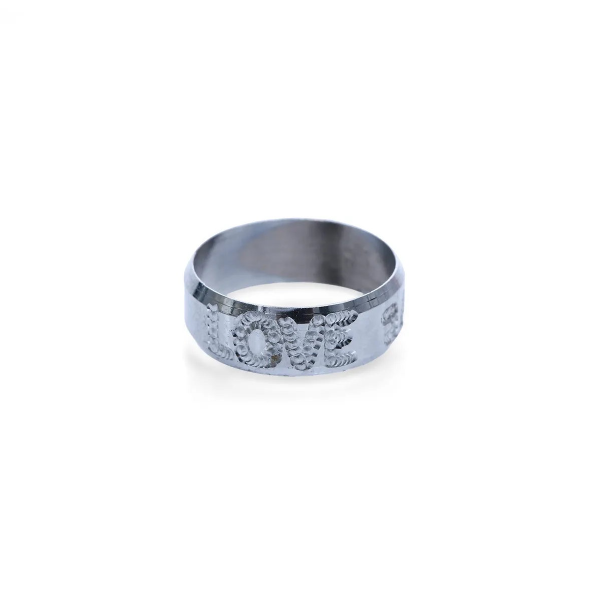 Unisex Silver Color Love Embedder Design Ring