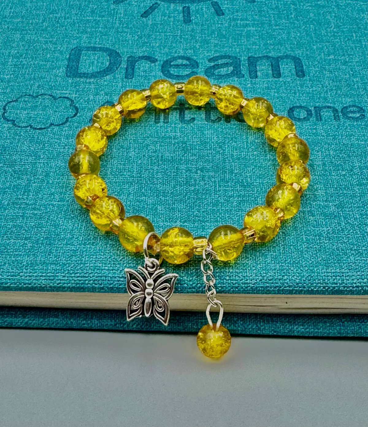 Golden Yellow, Luxe Crystal Bracelet with Charm For Women