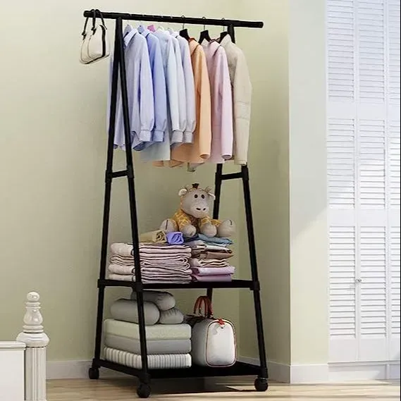 Triangular Clothes Hanger Stand Rack With Wheels - Multicolor