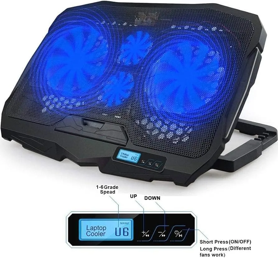 S18 Laptop Cooling Pad With 4 Fans For Up To 17.3 Inch Laptops - Blue