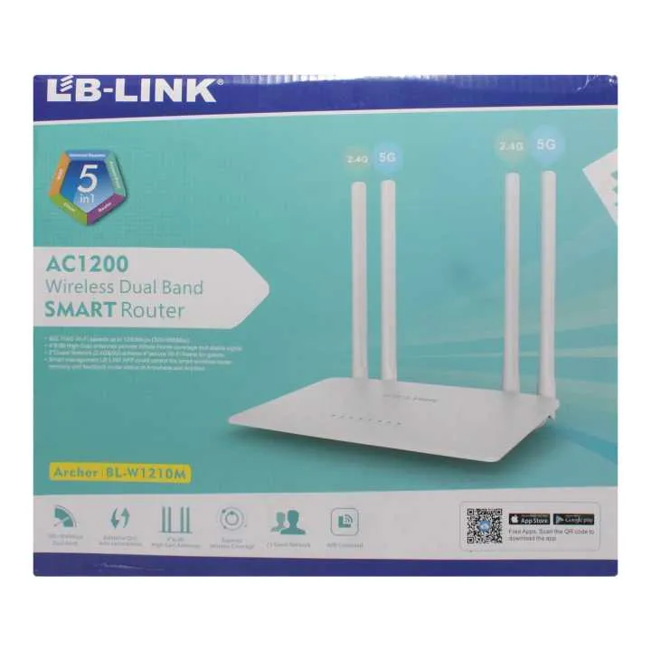 Lb-Link BL-W1210M AC1200 Dual Band Smart WiFi Router - White