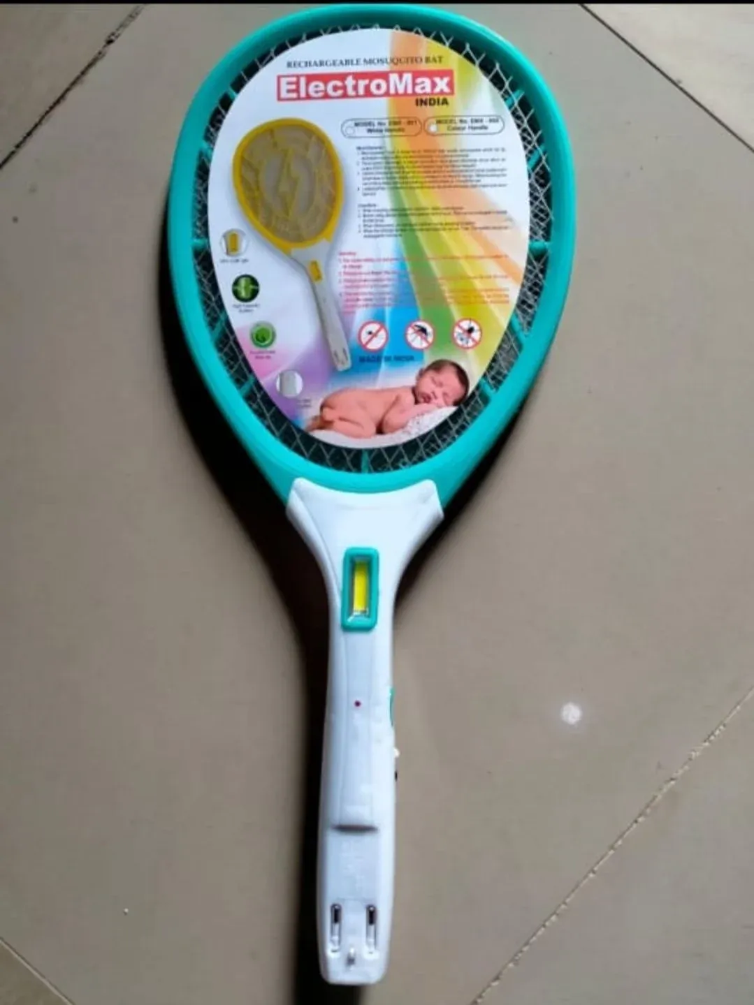Rechargeable Electric Mosquito Killer Swatter With LED Light - Multicolor