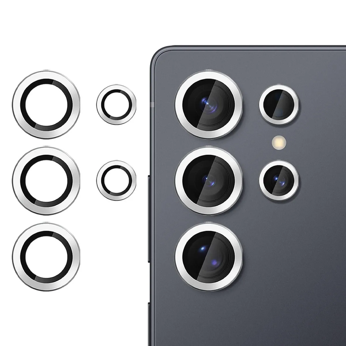 For Samsung Galaxy S25 Ultra 5G Kalebol No Flicker Ultra-Thin Individual Camera Lens Tempered Glass Film (Silver)