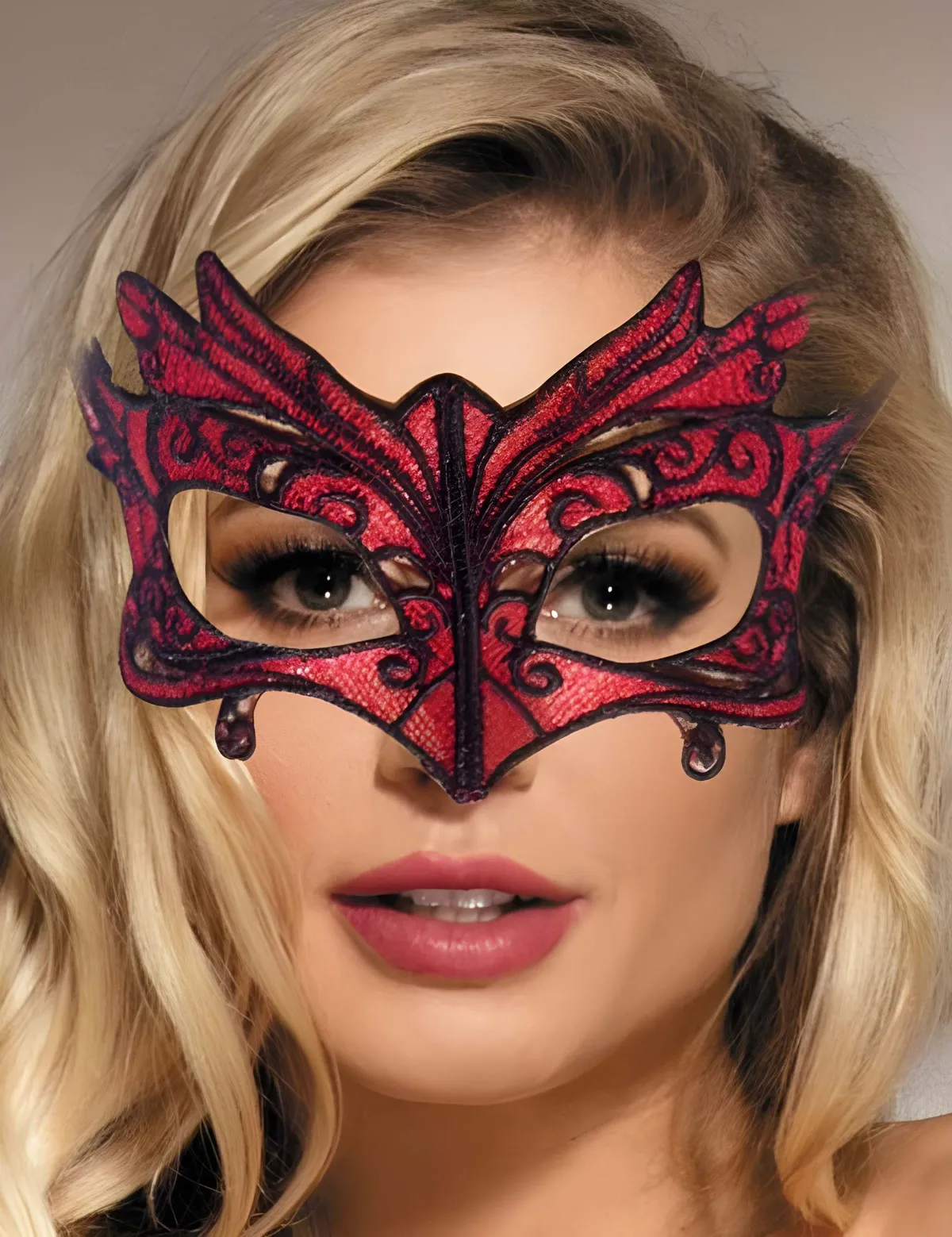 Fancyra Women Premium Pack of Two Red Lace Mask for Women Party Roleplay