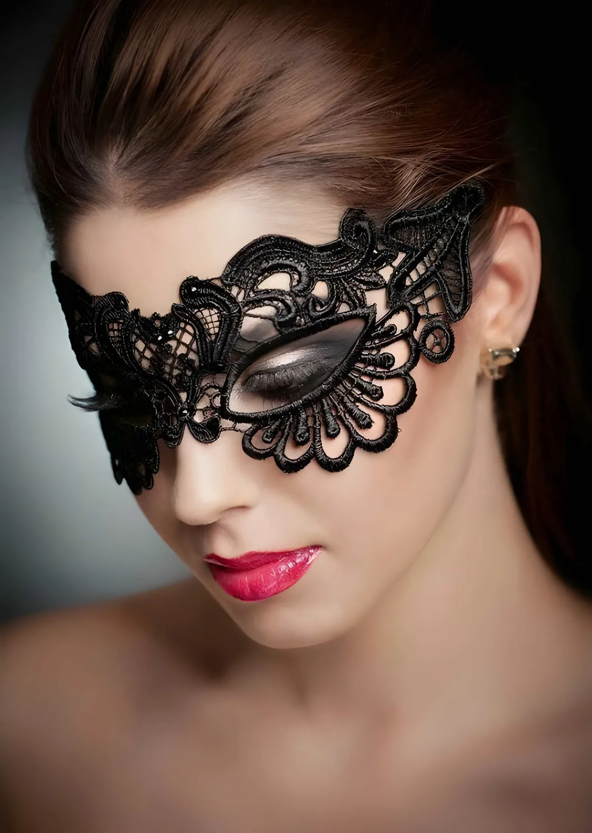 Fancyra Women Pack of two Black Lace Mask Elegant Party Wear