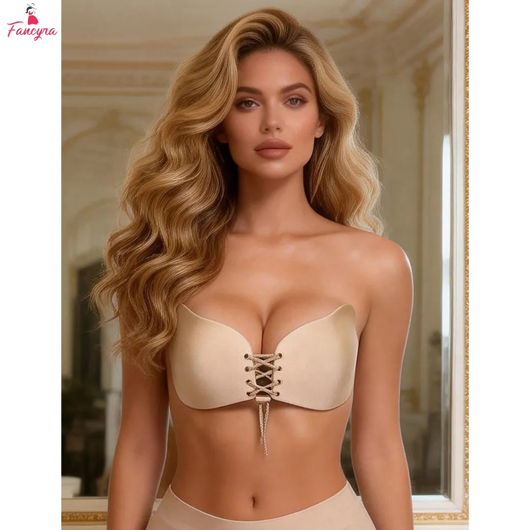 Fancyra Women Strapless Self Adhesive Silicone Invisible Backless Bra