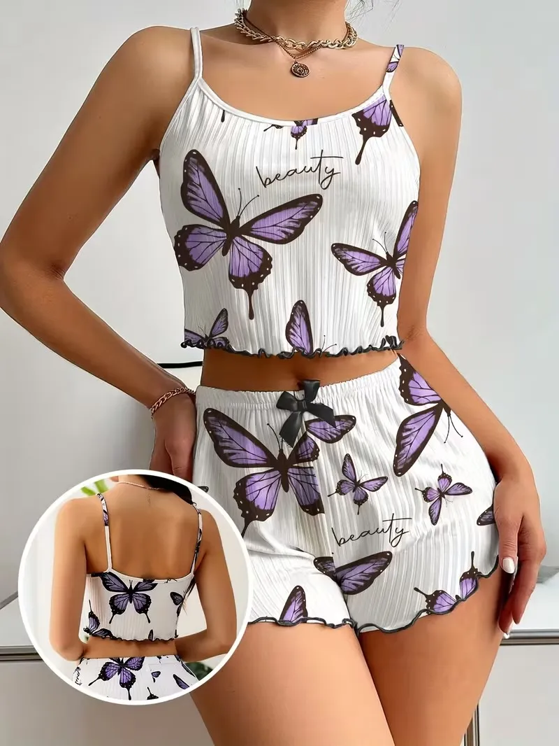 Fancyra Women Pajama Set Cute 2 Piece Sleepwear Cami Top & Shorts