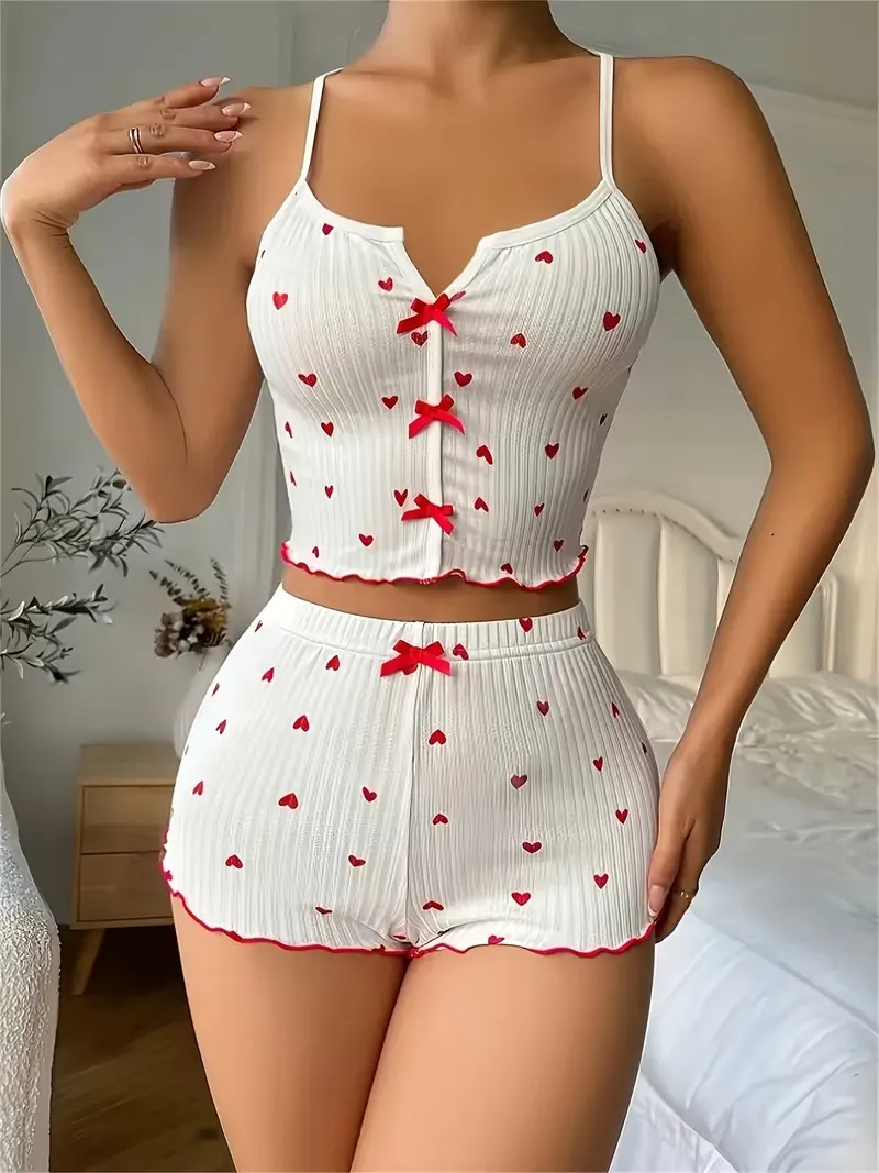 Fancyra 2 Piece Pajama Set for Women Sleeveless Cami Top and Shorts Pajama Set