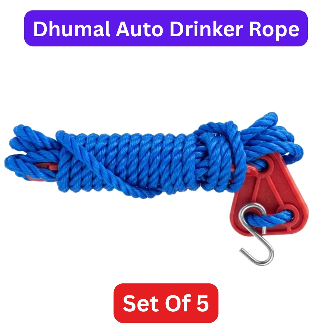 Dhumal Blue Auto Drinker Rope Set Of 5 With Metal Hook & Triangle Lock