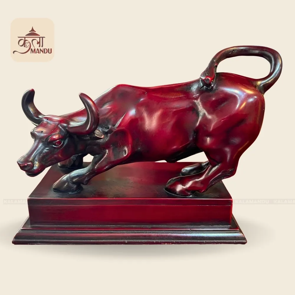 Resin NEPSE Bull Statue With Stand