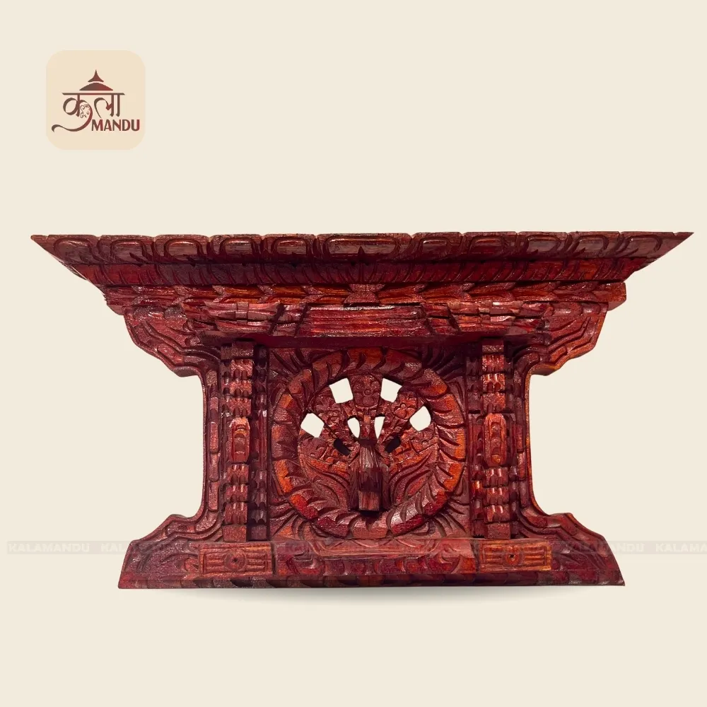 Traditional Nepali Wooden Peacock Jhyal – Handcrafted Wall Decor