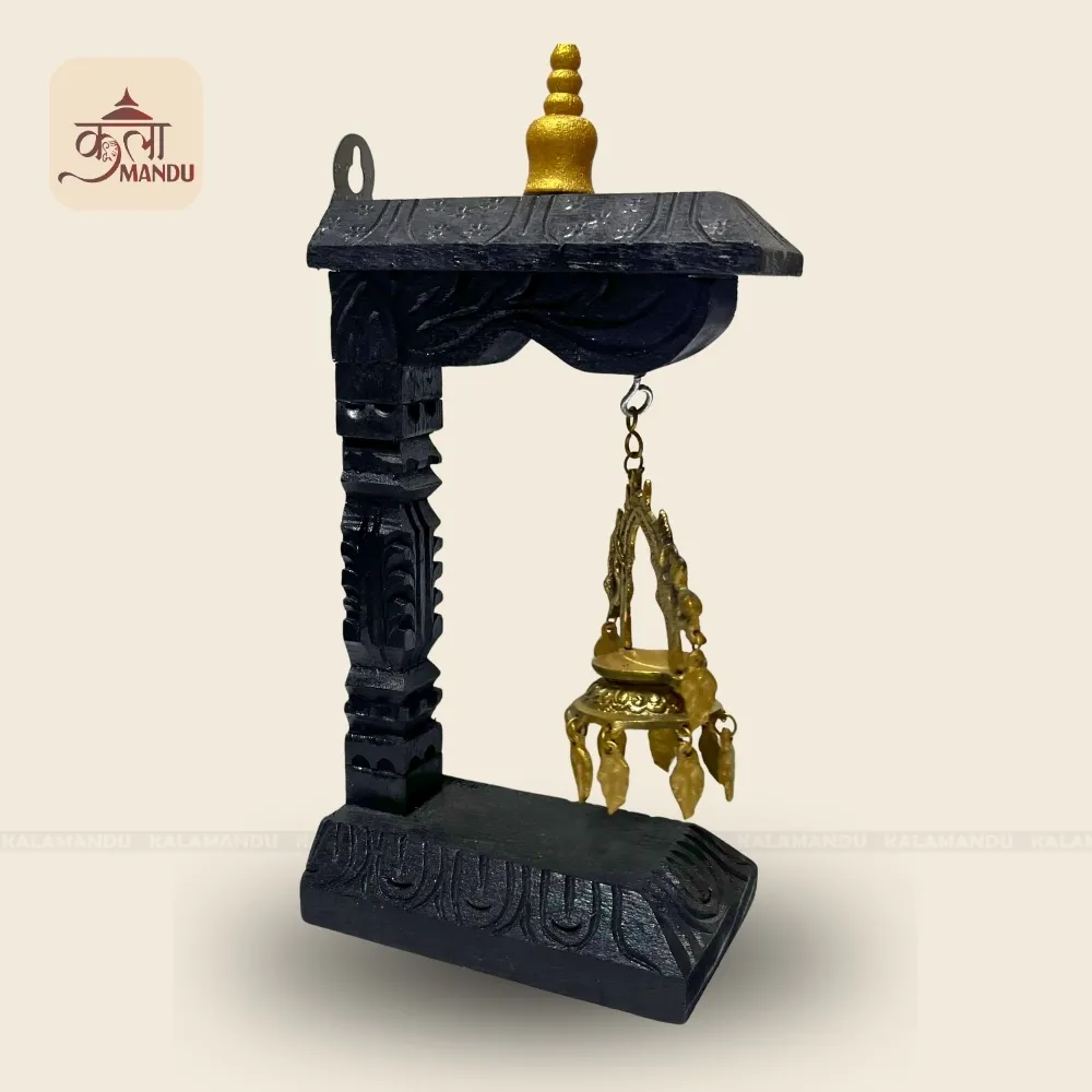 Dalucha Design Wooden Decor – Traditional Nepali Single Pillar