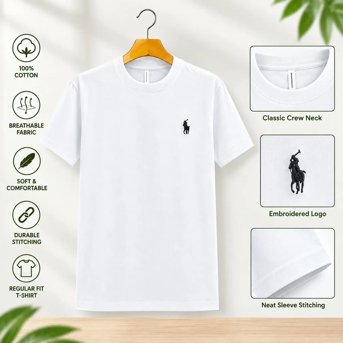 Polo Half White T-shirt For Men