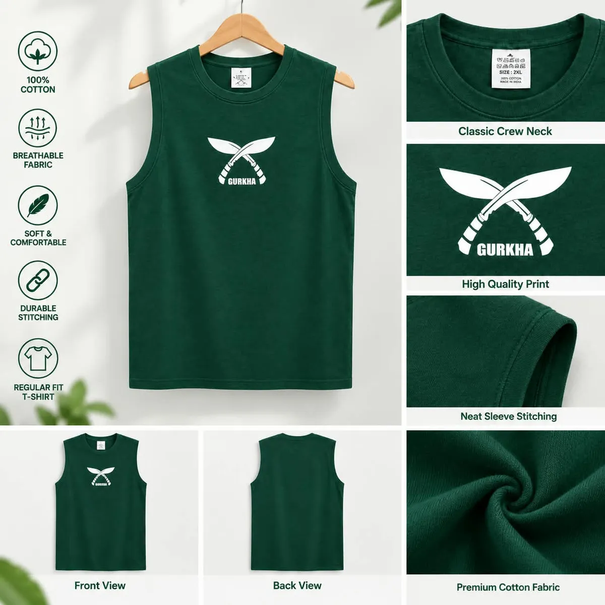  100% Cotton Sleeveless Vest / Sendo For Men