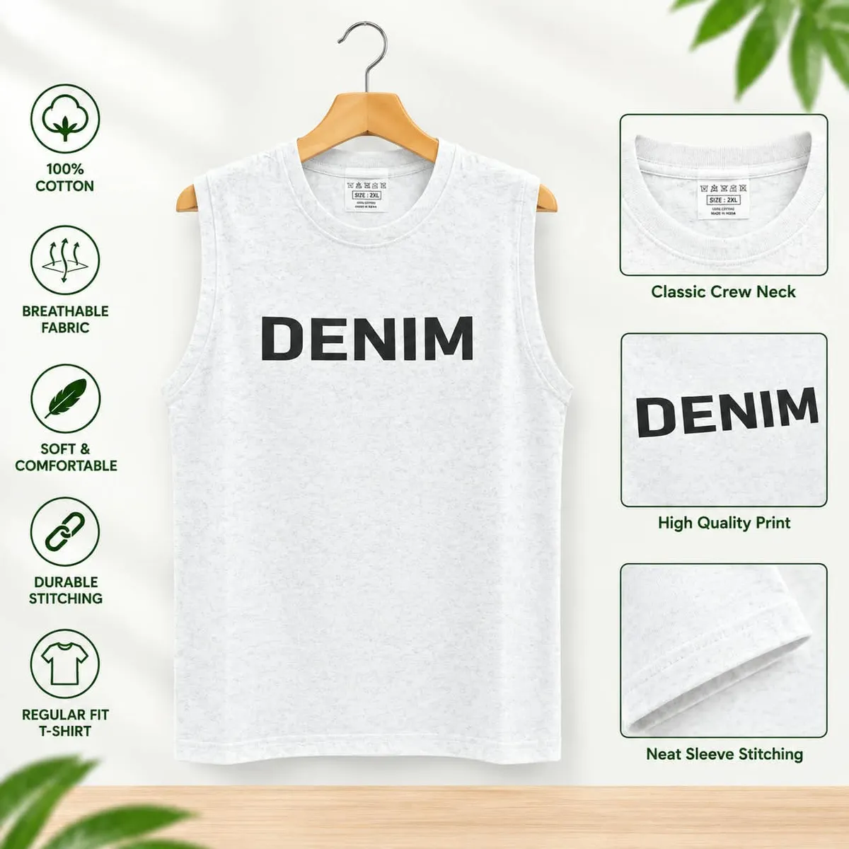 Cotton Fabric Sleeveless T-shirt For Men (Gurkha Sendo)