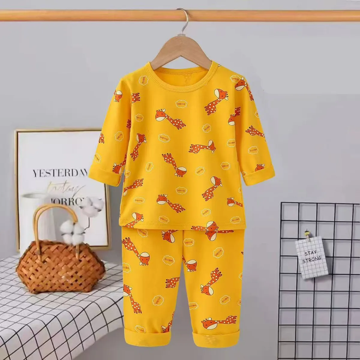 Unisex Yellow Giraffe PJ Set For Kids 