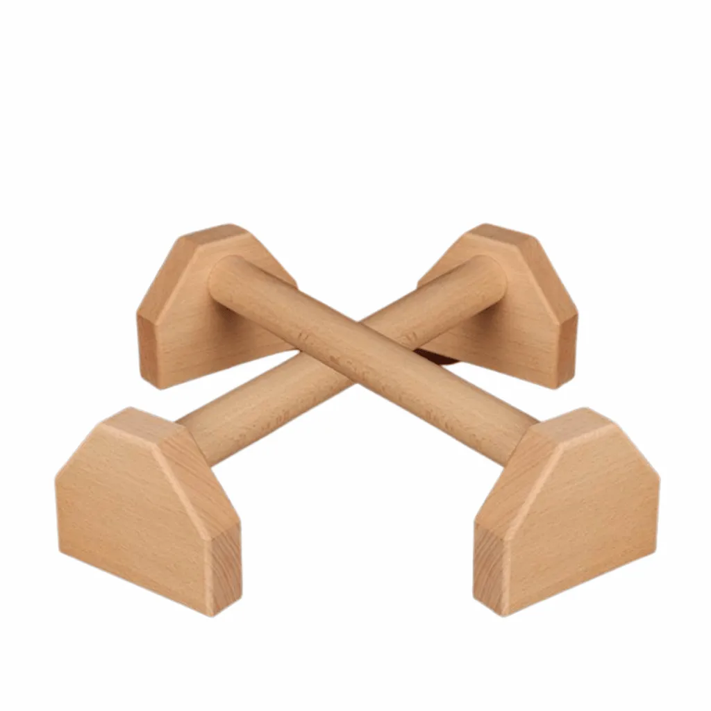 Calisthenic Wooden Push-Up Parallettes Bars For Strength Training - Brown
