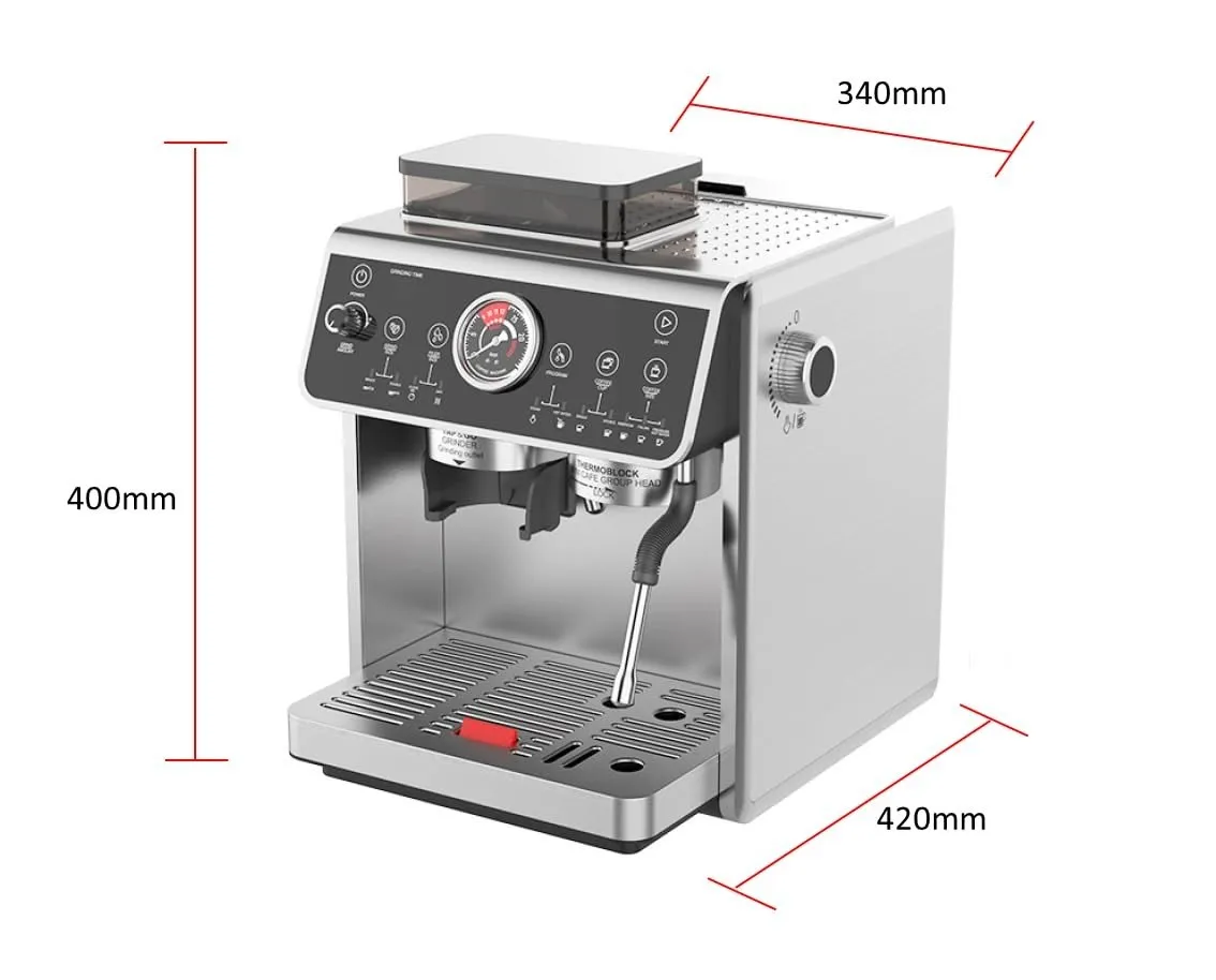 Double-Head Boiler 2800W Semi-Automatic Espresso Coffee Machine - Silver