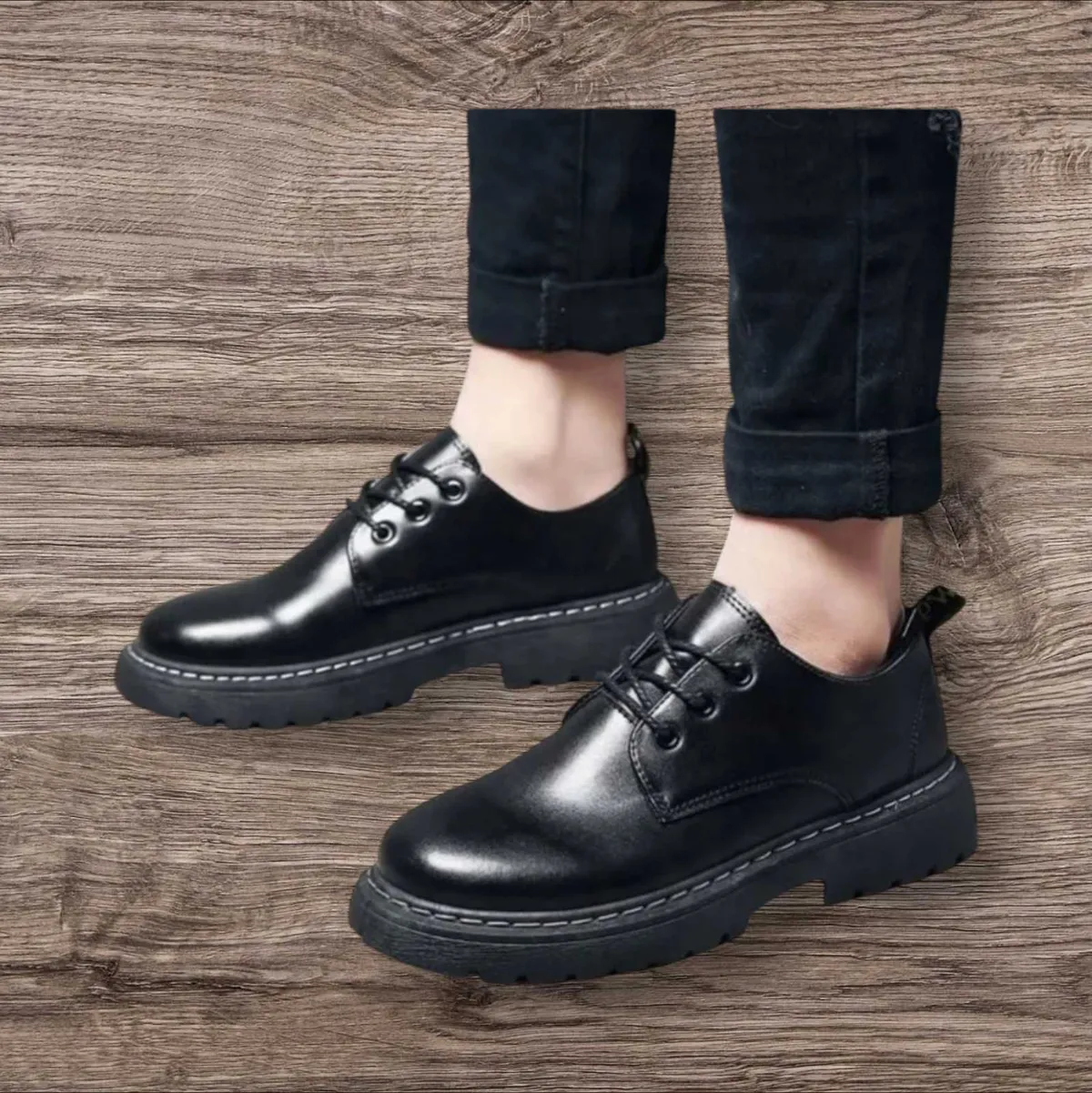Black Martin Lace-Up Formal Shoes For Men