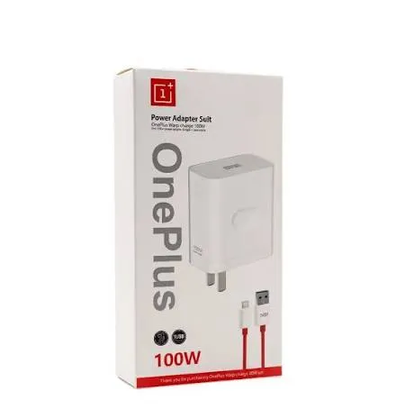 White OnePlus 100W Mobile Charger With Dash Type-C Cable Red - One Plus