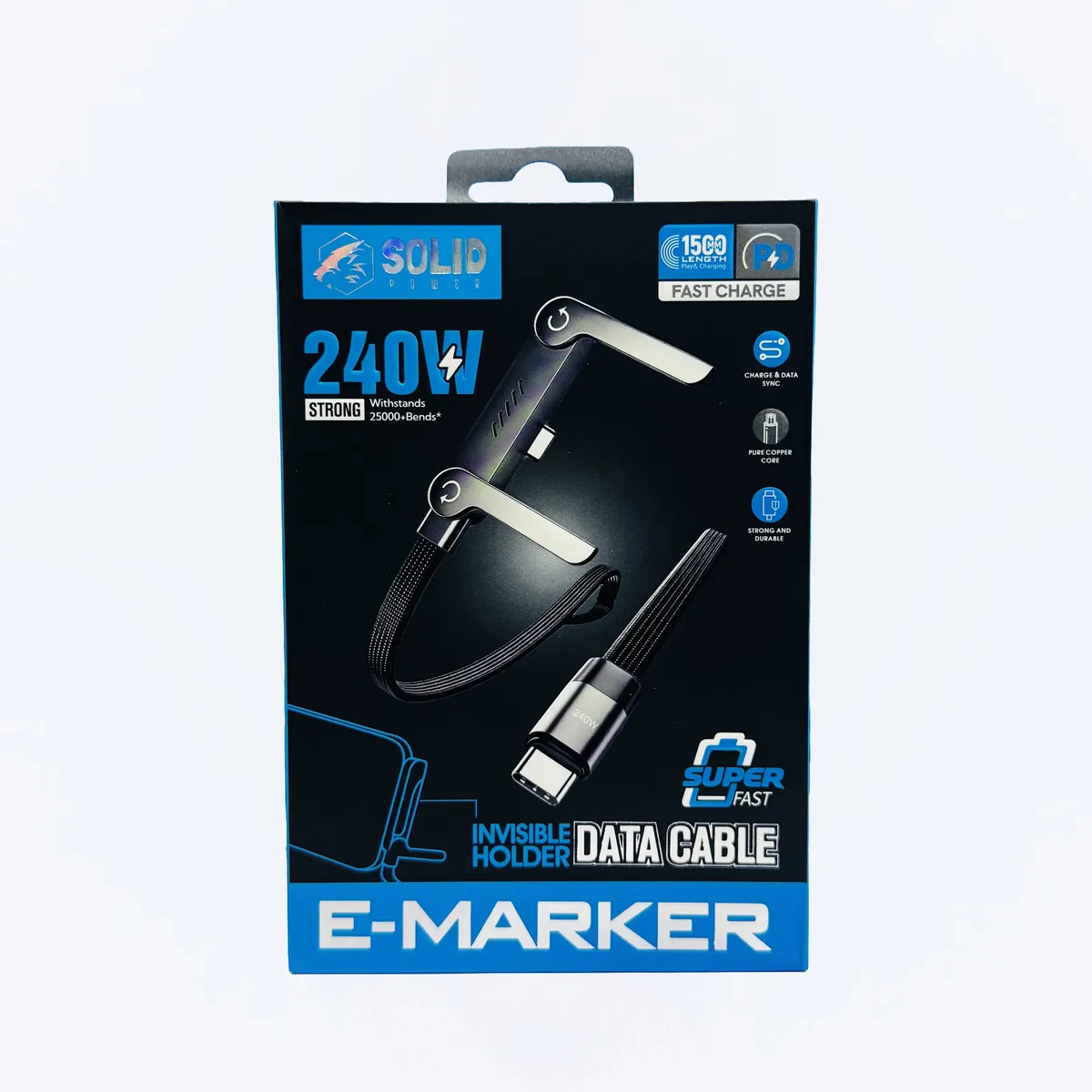 Solid 2-In-1 Invisible Holder Type-C To Type-C 240W Fast Charging Cable With Built-In Phone Stand