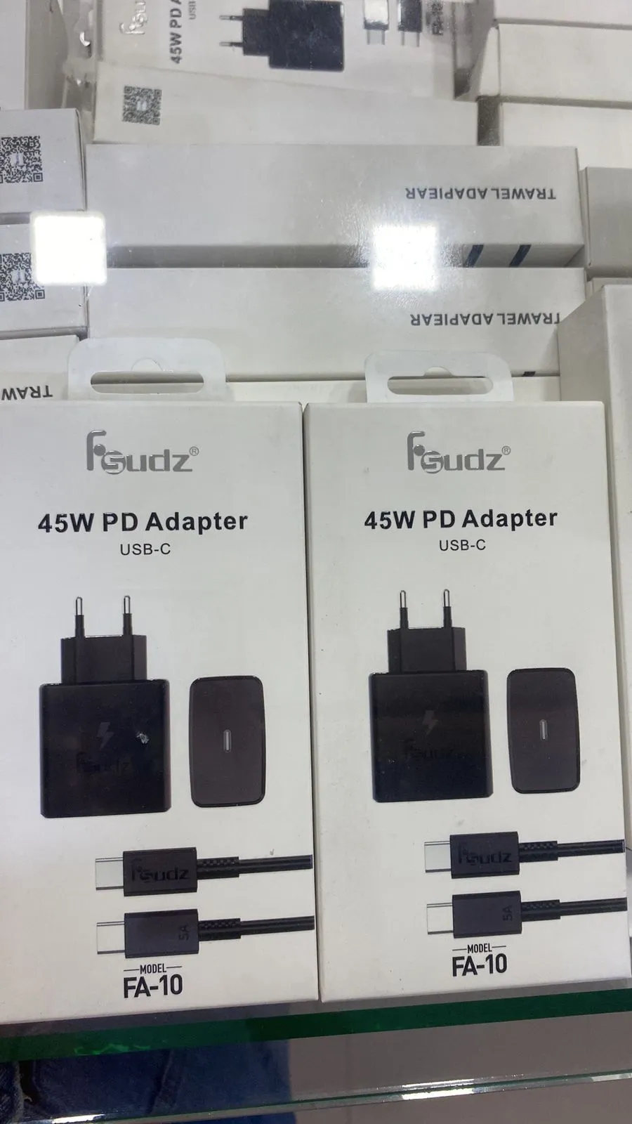 45W Fast Charger EU Plug PD Wall Power Adapter Dual Type C Cable 