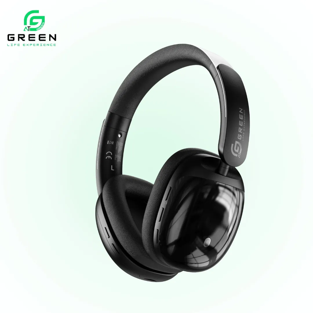 Green Symphony Hybrid ANC Headphones With 40mm Driver 100H Playtime & Spatial Audio
