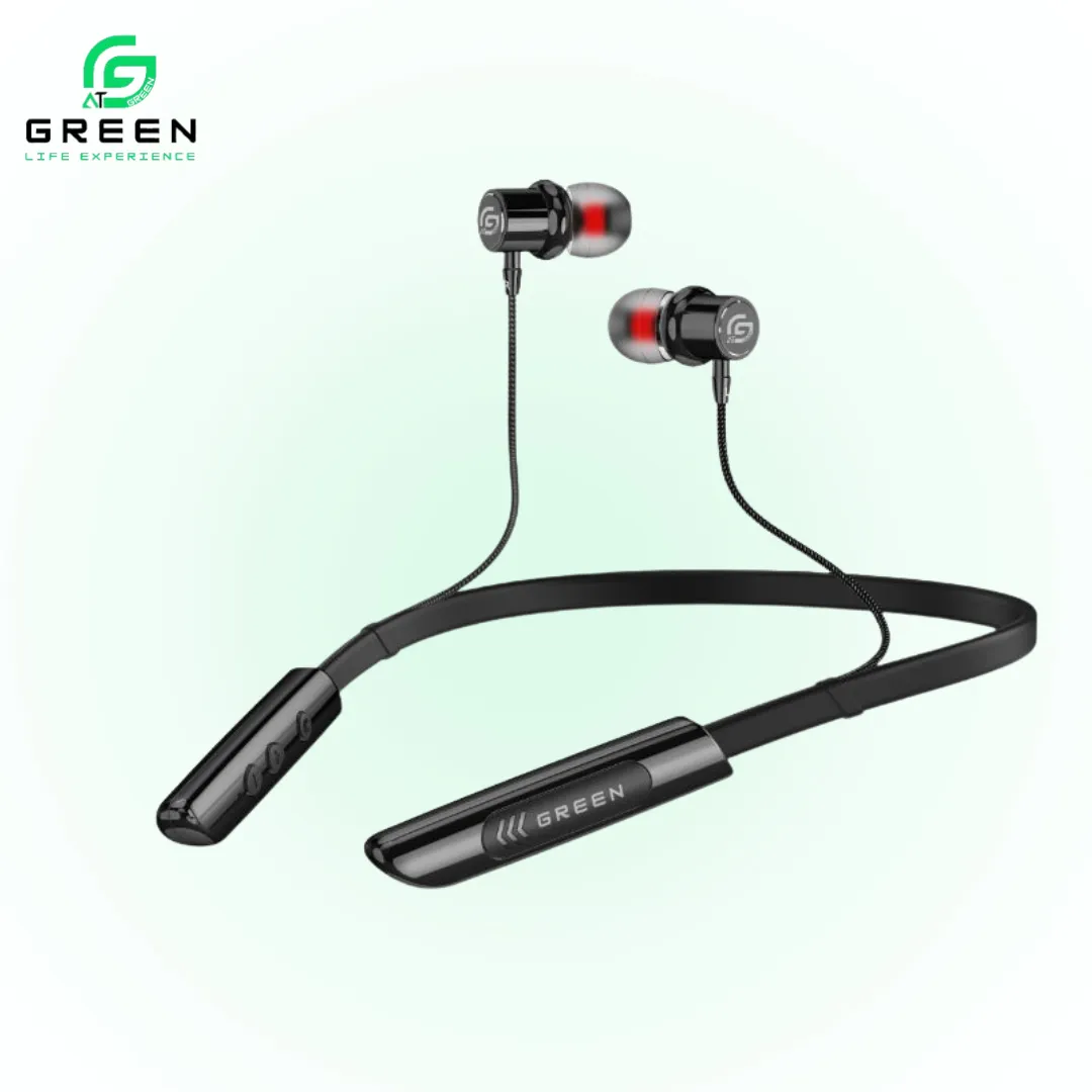 Green Audio Mag Neckband With Magnetic Earbuds 40H Music Time & X-Bass Heavy Bass