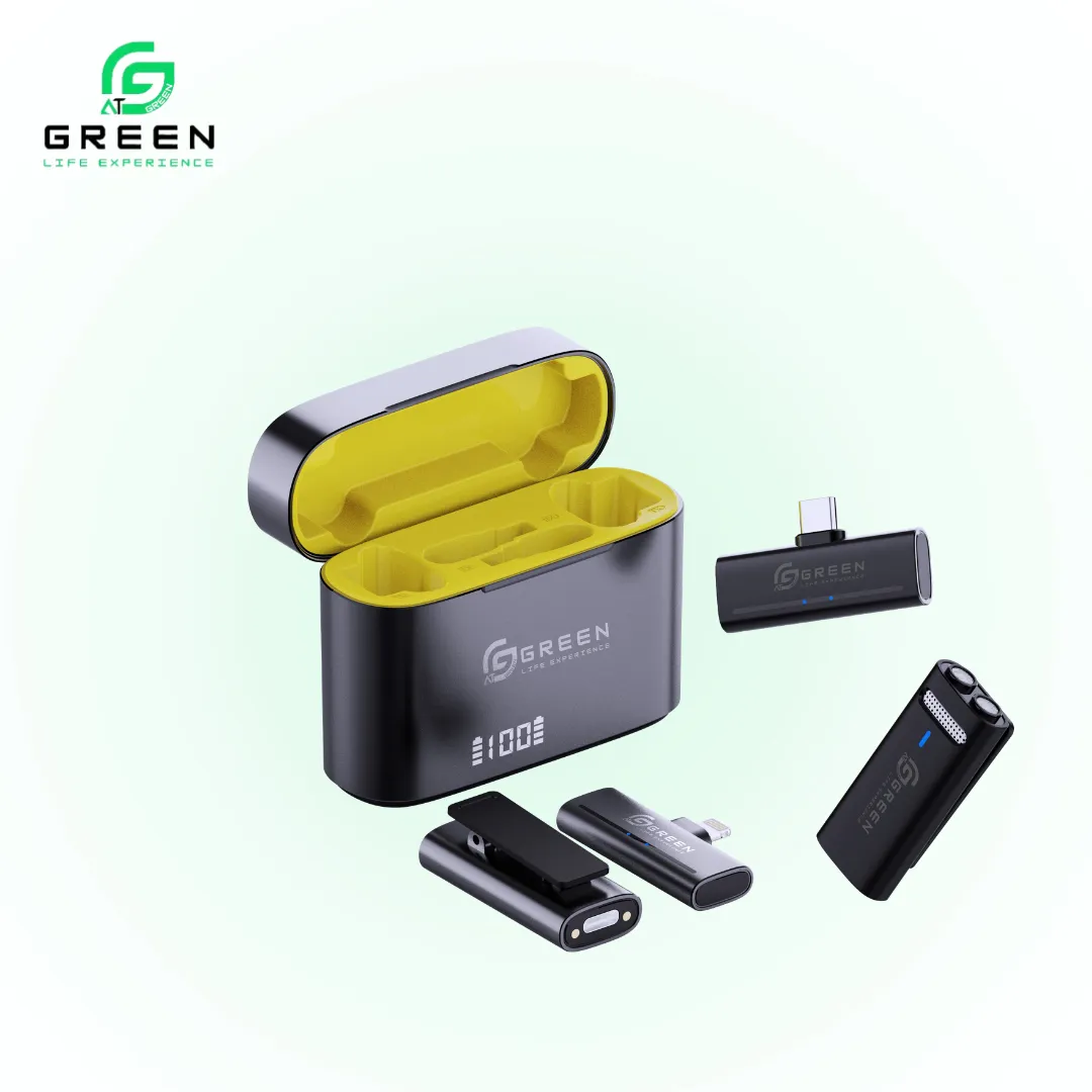 Green Vocalcore Wireless Noise Cancellation Mic With Dual Mic 24-Bit Audio & 12H Playtime - Black