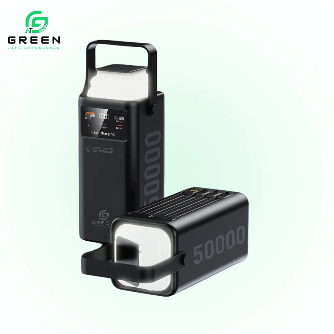 Green Turbo-50 50000mAh Power Bank With 22.5W PD Fast Charging Removable Cable & Digital Display