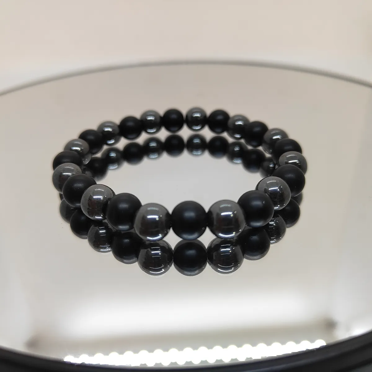 Natural Stone Beaded Bracelet With Elastic Design For Men