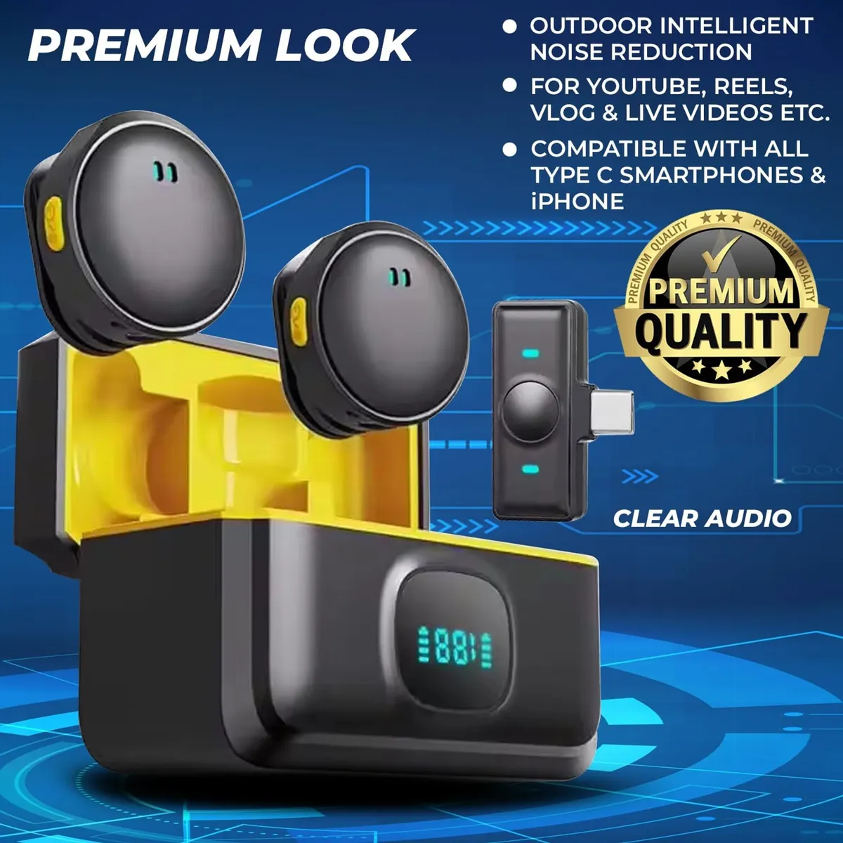 Q8 Dual Wireless Lavalier Microphone - Multicolor